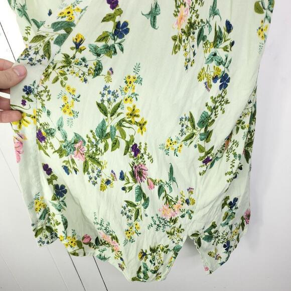 Blue Rain Top Womens Large Kimono Longline Spring Colorful Florals Vines - Picture 6 of 10